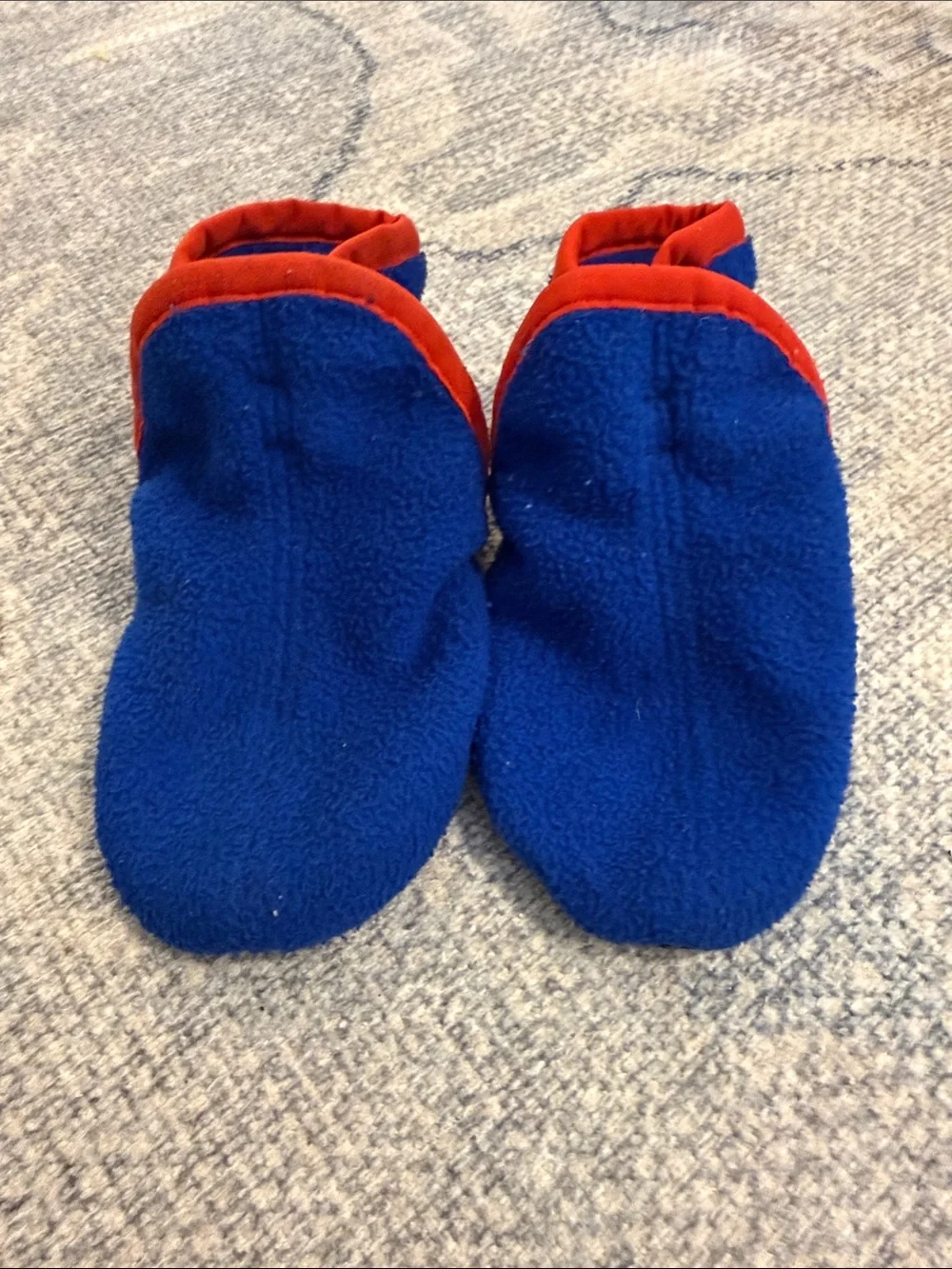 Patagonia Kids Blue Fleece Booties with Red Trim 18m-3T